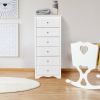 Modern White 6 Drawer Tall Wood Dresser Chest