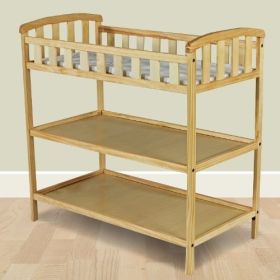 Natural Finish Wood Baby Furniture Changing Table with Safety Rail