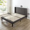 Queen size Grey Wingback Upholstered Platform Bed