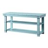 Sea Foam Aqua Blue Wood 2-Shelf Shoe Rack Storage Bench for Entryway or Closet