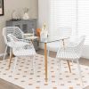 Set of 4 Modern Mid-Century White Mesh Dining Chair with Ergonomic Backrest