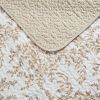 Full/Queen 3 Piece Bed-in-a-Bag Bohemian Tan Beige Floral Cotton Quilt Set