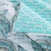 Twin Coastal Seashells White Teal 2 Piece Polyester Reversible Quilt Set