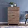 Modern Farmhouse Solid Wood 5 Drawer Bedroom Chest in Pine Finish