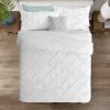 Full/Queen Size All Season Pleated Hypoallergenic Microfiber Reversible 3 Piece Comforter Set in White