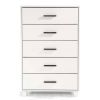 Modern Farmhouse Solid Wood 5 Drawer Bedroom Chest in White Wooden Finish