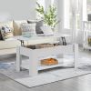 Lift-Top Coffee Table Laptop Desk TV Tray in White Wood Finish