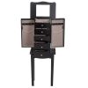 Black Wood 5-Drawer Jewelry Chest Storage Chest Cabinet with Mirror