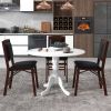 Round Solid Wood Kitchen Dining Table in White Farmhouse Wooden Finish