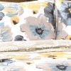 King size White Yellow Grey Flowers Lightweight Polyester Microfiber Quilt Set