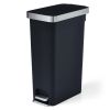 Better Homes & Gardens 10.5 Gallon Trash Can, Plastic Slim Step On Kitchen Trash Can, Black