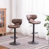 Masaccio Weathered Upholstery Airlift Adjustable Swivel Barstool with Chrome Base, Set of 2, Brown