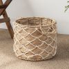 Hubertus Round Water Hyacinth Woven Basket with Handles - 18" x 18" x 15" - Natural Brown - For Clothes, Towels, Canvas, Toys and Magazine Storage and