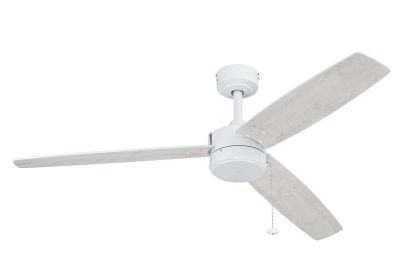 Journal 52" White Modern Indoor/Outdoor Ceiling Fan with 3 Blades, Pull Chain & Reverse Airflow