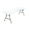 Deluxe 8 foot x 30 inch Fold-in-Half Blow Molded Folding Table, White