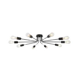 10 Light Sputnik Chandelier Black Ceiling Light Semi Flush Mount Light Ceiling Lamp