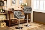 Glasgow Contemporary Tufted Adjustable Height Hidraulic Bar Stools, Set of 2, Grey