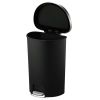 Better Homes & Gardens 14.5-gal Plastic Semi Round Kitchen Step Trash Can, Black