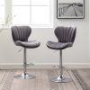 Ellston Upholstered Adjustable Swivel Barstools in Gray, Set of 2