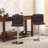 Swivel Faux Leather Adjustable Hydraulic Bar Stool, Set of 2, Brown