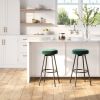 Modern Glam Upholstered Faux Velvet Bar Stool – Emerald