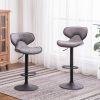 Masaccio Weathered Upholstery Airlift Adjustable Swivel Barstool with Chrome Base, Set of 2, Grey