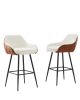 26" Modern Counter Height Bar Stools Set of 2, Mid Century Leather Upholstered Accent Arm Bar Stools, Leisure Side Chair with Metal Legs for Kitchen&D