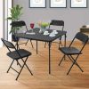 5 Piece Resin Card Folding Table and Four Folding Chairs Set, Black