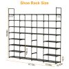 8-Tier 4-Row Shoe Rack Metal Shoe Storage Shelf Free Standing Large Shoe Stand 56 Pairs Shoe Tower Unit Tall Shoe Organizer with 2 Hooks for Entryway