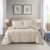 Queen Size Beige 3 Piece Microfiber Reversible Comforter Set