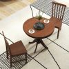 3-Piece Traditional Round Dining Table and 2 Chairs Set in Walnut Wood Finish