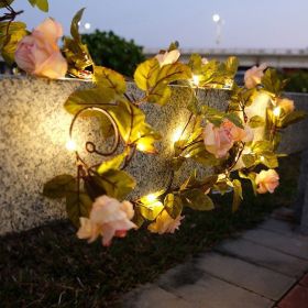 Rattan Lighting Chain Outdoor Courtyard Ornamental Festoon Lamp (Option: Champagne Rose-European Standard)