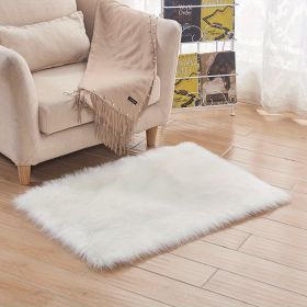 1pc, Wool Carpet Long Fur Carpet Indoor Living Room Floor Mat 23.62*35.43inch Acrylic 80% Polyester 20% Suede Fleece Bottom Long Fur Carpet (Color: White, size: 23.62*35.43inch)