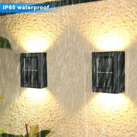 Outdoor Solar Deck Lights Path Garden Patio Pathway Stairs Step Fence Lamp 2pcs (Color: As Picture)