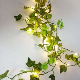 Rattan Lighting Chain Outdoor Courtyard Ornamental Festoon Lamp (Option: Double Maple Leaf Green Vine-European Standard)