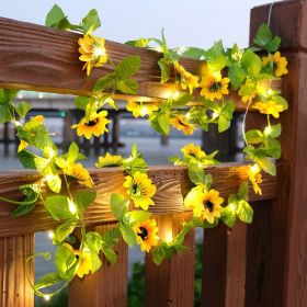 Rattan Lighting Chain Outdoor Courtyard Ornamental Festoon Lamp (Option: Sunflower-Battery Type)